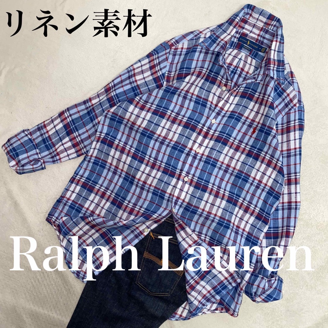 POLO RALPH LAUREN(ポロラルフローレン)のRalph Lauren  使用感のない美品XL位　人気のリネン正規品　家洗い可 レディースのトップス(シャツ/ブラウス(長袖/七分))の商品写真