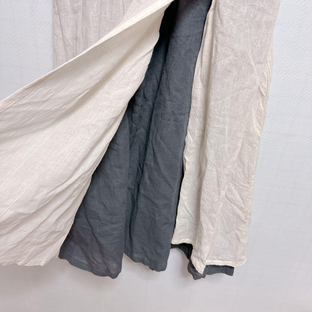 【新品】ロングスカート 綿 麻 レトロ クラシカル 古着 アイボリー レディースのスカート(ロングスカート)の商品写真