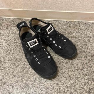 オニツカタイガー(Onitsuka Tiger)のオニツカタイガー　Onitsuka tiger スリッポン　黒　24.5(スリッポン/モカシン)