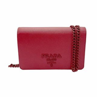 プラダ(PRADA)のプラダ PRADA 斜め掛けショルダーバッグ ポシェット レザー レッド レディース 送料無料【中古】 z0723(ショルダーバッグ)