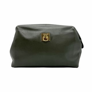 セリーヌ(celine)のセリーヌ CELINE ポーチ レザー カーキ ユニセックス 送料無料【中古】 z0725(ポーチ)