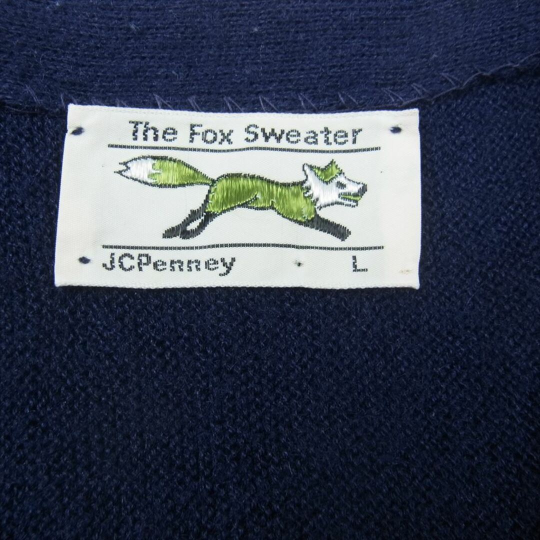 ジェーシーペニー JC PENNEY ヴィンテージ 80'S THE FOX  CARDIGAN フォックス カーディガン ネイビー系 L【中古】 メンズのトップス(カーディガン)の商品写真