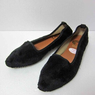 moz - 未使用★ファーパンプス　靴　MOZ 24.5cm 黒 ブラック ローヒール