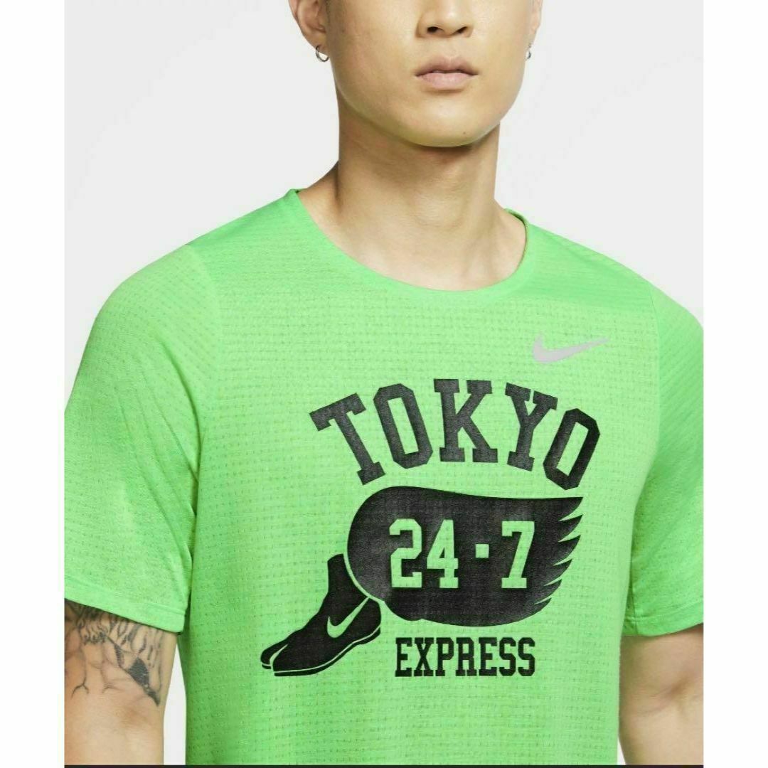 NIKE(ナイキ)の新品 NIKE ライズ365 半袖トップス  蓄光ロゴ入メッシュTシャツ XL メンズのトップス(Tシャツ/カットソー(半袖/袖なし))の商品写真