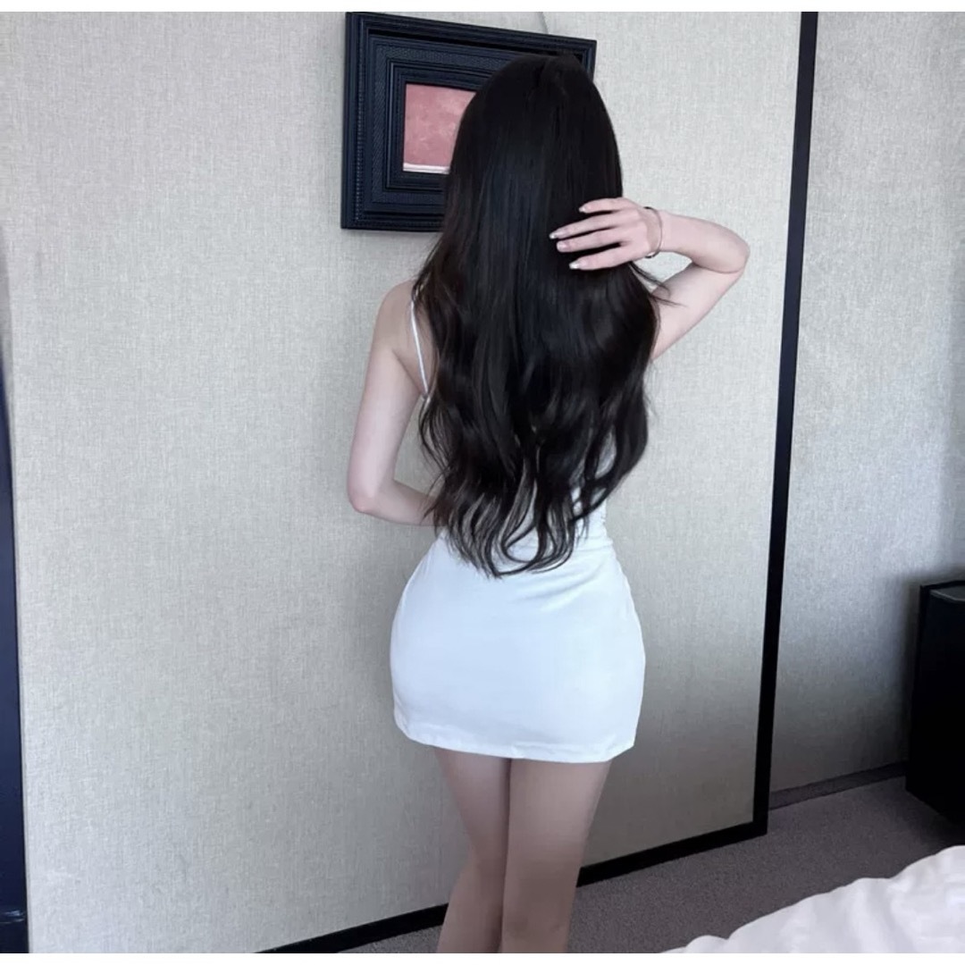 韓国　レディース　ミニワンピース  ドレス　白　キャミワンピース　キャバドレス レディースのフォーマル/ドレス(ミニドレス)の商品写真
