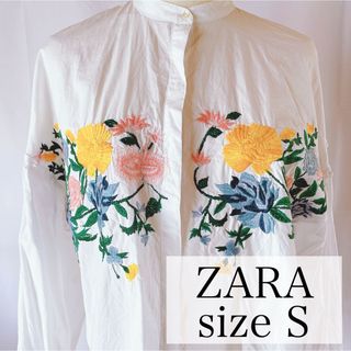 ザラ(ZARA)のZARA ザラ ボタニカル柄 刺繍 花柄 チュニック ブラウス(シャツ/ブラウス(長袖/七分))