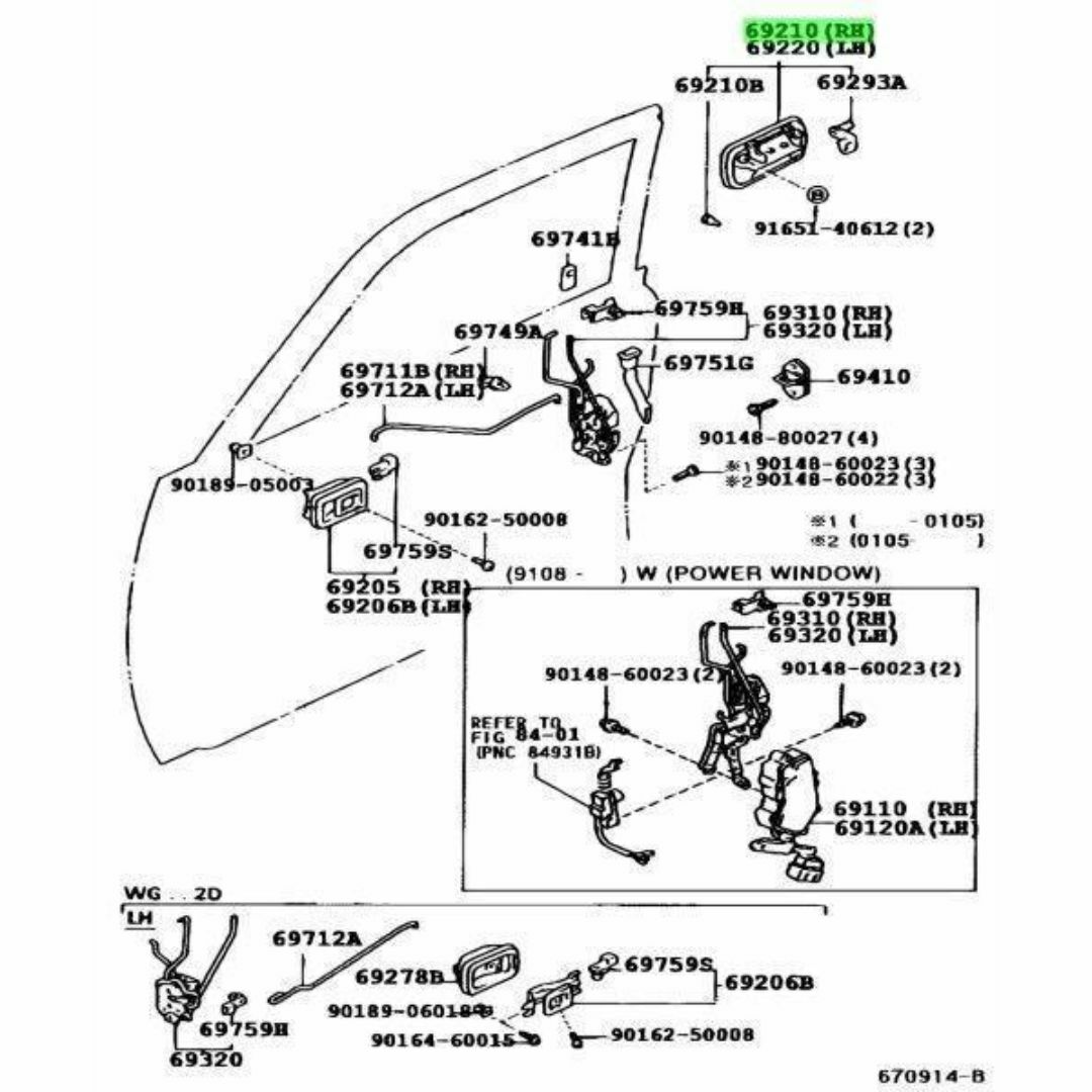 トヨタ(トヨタ)のトヨタ 純正 ハイラックス 4ランナー フロントドア アウトサイド ハンドル 右 自動車/バイクの自動車(車種別パーツ)の商品写真