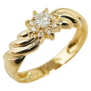 美品 K18YG イエローゴールド リング 指輪 ダイヤ 0.15ct 【1-0147259】(リング(指輪))