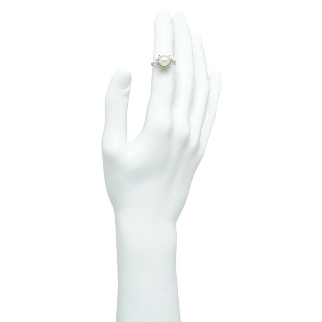 美品 Pt900 プラチナ リング 指輪 アコヤパール 8mm ダイヤ 【1-0147745】 レディースのアクセサリー(リング(指輪))の商品写真