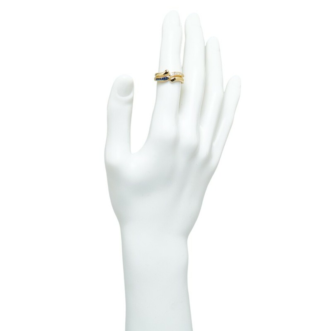 美品 K18YG イエローゴールド リング 指輪 サファイア 0.28ct ダイヤ 0.09ct 【1-0148200】 レディースのアクセサリー(リング(指輪))の商品写真