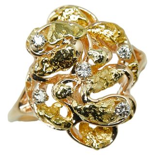 美品 K14YG イエローゴールド リング 指輪 ダイヤ 0.05ct 【1-0148239】(リング(指輪))