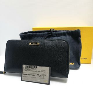 FENDI フェンディ ロゴプレート 長財布 ラウンドファスナー ブラック