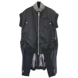 サカイ(sacai)のsacai サカイ 【SAMPLE】ノースリーブナイロンツイルドッキングボンバーコート  ブラック(その他)