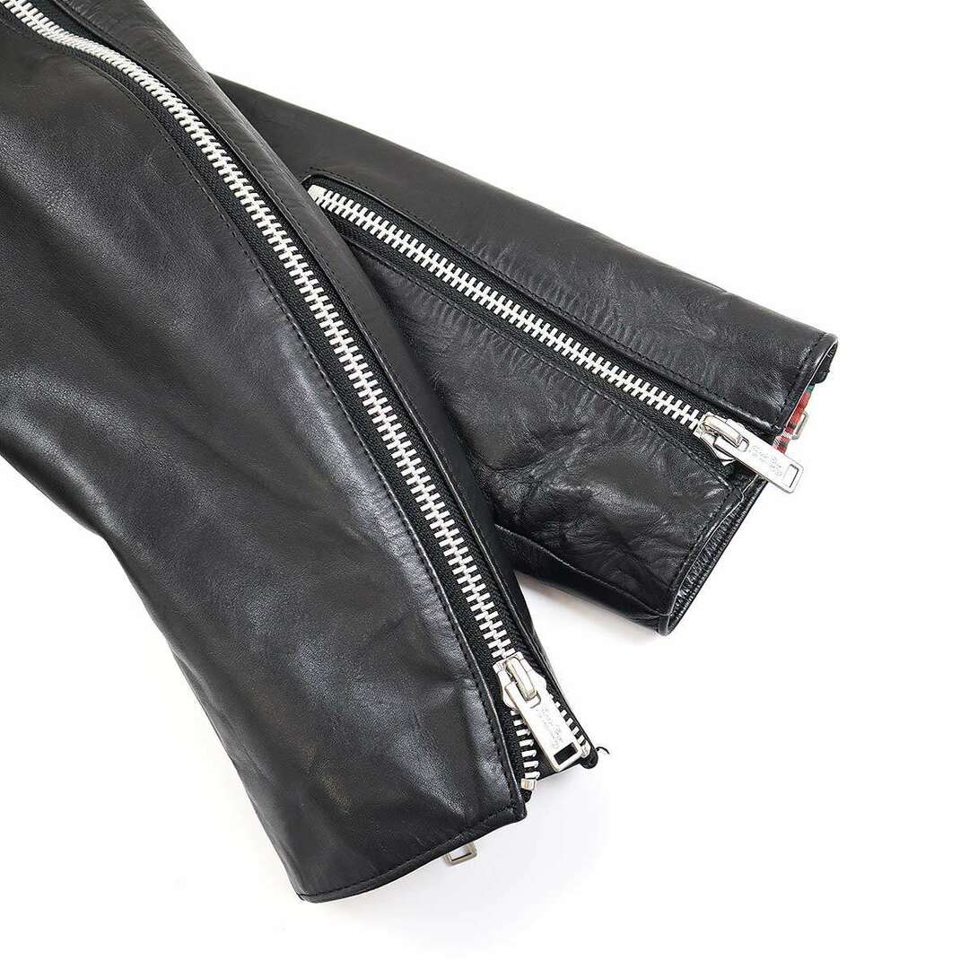 UNDERCOVER(アンダーカバー)のUNDER COVER アンダーカバー 13AW ニットコンビカウレザーライダースジャケット L1202-1 ブラック 2 メンズのジャケット/アウター(ライダースジャケット)の商品写真