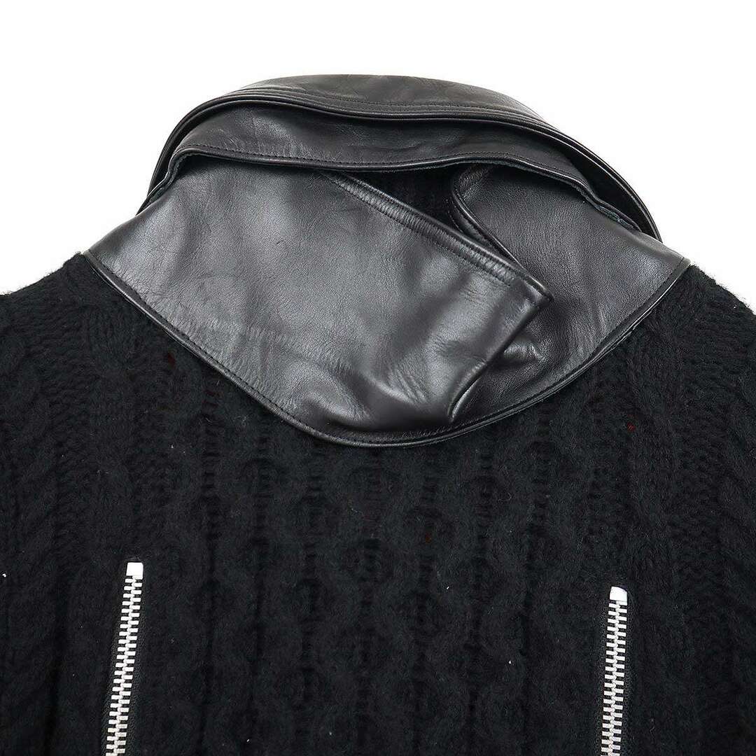 UNDERCOVER(アンダーカバー)のUNDER COVER アンダーカバー 13AW ニットコンビカウレザーライダースジャケット L1202-1 ブラック 2 メンズのジャケット/アウター(ライダースジャケット)の商品写真