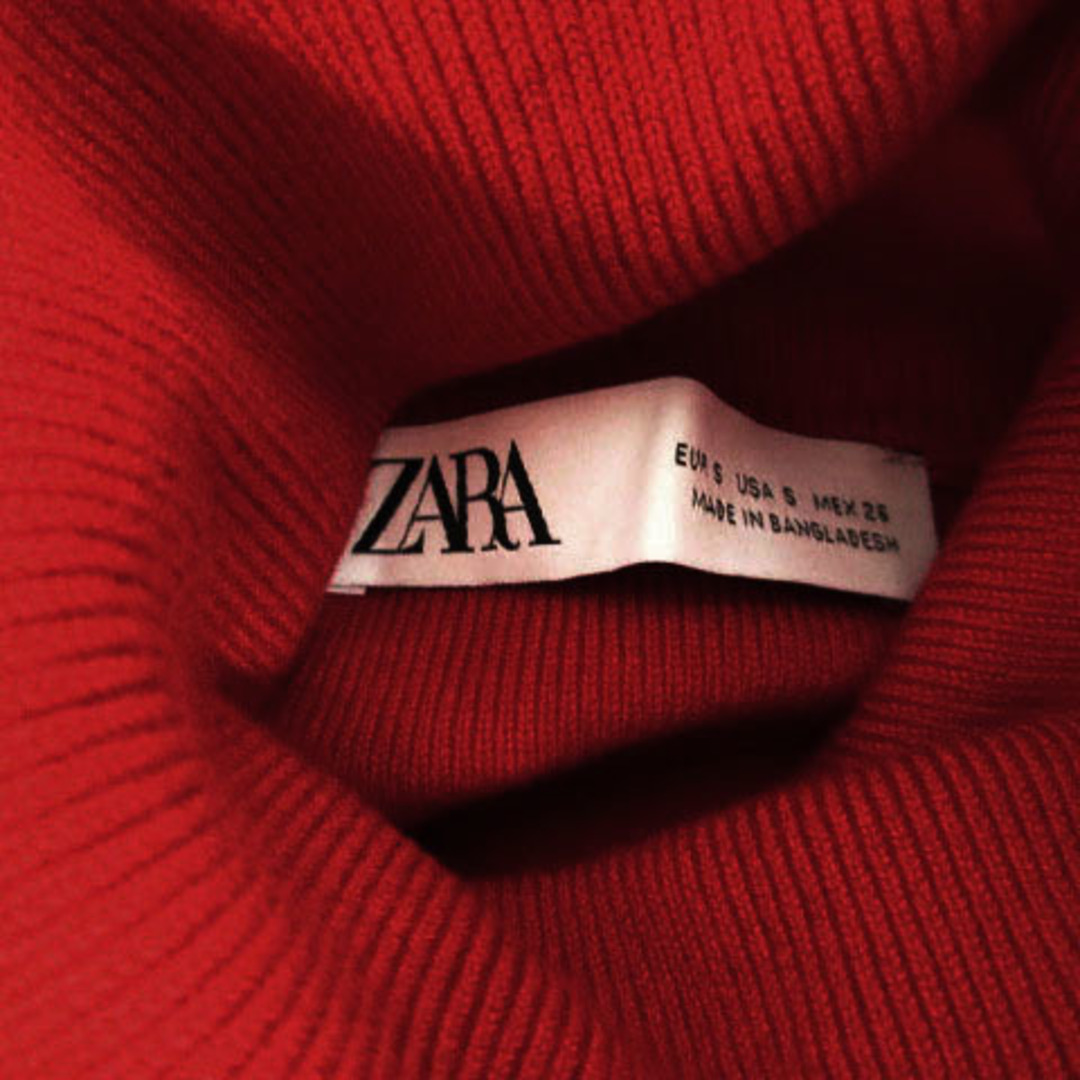 ZARA(ザラ)のZARA ニット セーター タートルネック クロップド丈 長袖 リブ 赤 S レディースのトップス(ニット/セーター)の商品写真