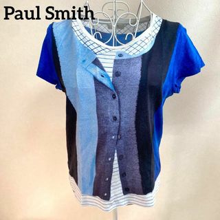 ポールスミス(Paul Smith)の【極美品】　ポールスミス　Tシャツ　青　プリント　デザイン　半袖　ブルー(Tシャツ(半袖/袖なし))