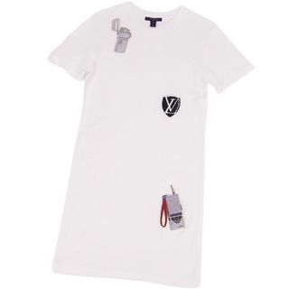 ルイヴィトン(LOUIS VUITTON)の美品 ルイヴィトン LOUIS VUITTON ワンピース Tシャツ カットソー ショートスリーブ 刺繍ワッペン トップス M(Tシャツ(半袖/袖なし))