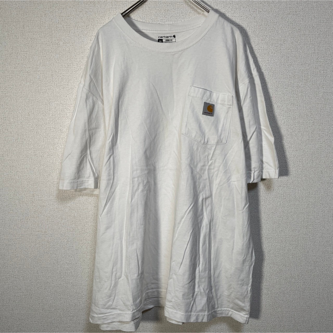 carhartt(カーハート)の【カーハート】半袖Tシャツ　胸ポケット　ワンポイントロゴ　白ホワイト42 メンズのトップス(Tシャツ/カットソー(半袖/袖なし))の商品写真