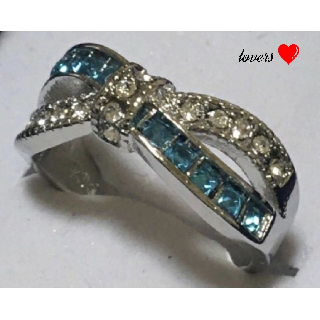 送料無料13号クロムシルバーブルートパーズスーパーCZダイヤジュエリーリング指輪 レディースのアクセサリー(リング(指輪))の商品写真