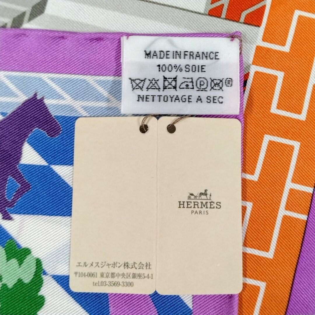 Hermes(エルメス)のHERMES エルメス シルク スカーフ ガヴロッシュ45 Gavroche45 Hermes Horse Club Detail ホースクラブ デタイエ 正規品 / 33635 レディースのファッション小物(バンダナ/スカーフ)の商品写真