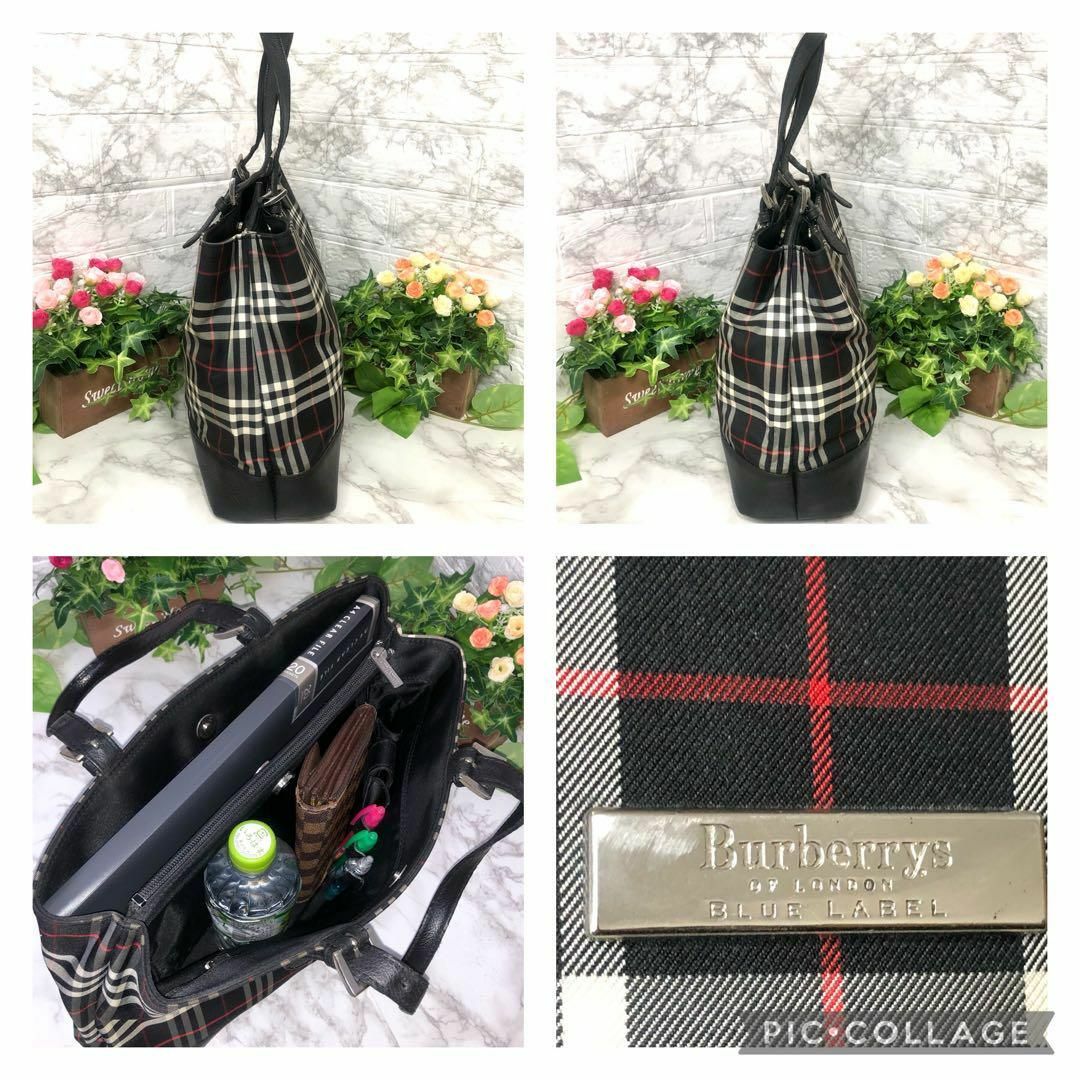 BURBERRY BLUE LABEL(バーバリーブルーレーベル)の美品✨バーバリー　ブルーレーベル　ノバチェック　トートバッグ　手提げ　A4収納可 レディースのバッグ(トートバッグ)の商品写真