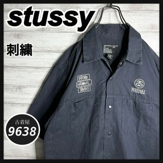 ステューシー(STUSSY)の【入手困難!!】ステューシー ✈︎刺繍ロゴ 紺タグ ゆるだぼ 半袖シャツ(Tシャツ/カットソー(半袖/袖なし))