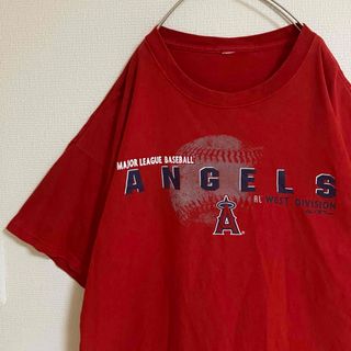 メジャーリーグベースボール(MLB)のロサンゼルスエンゼルスビッグロゴTシャツtシャツ古着MLBメジャーリーグフェード(Tシャツ/カットソー(半袖/袖なし))