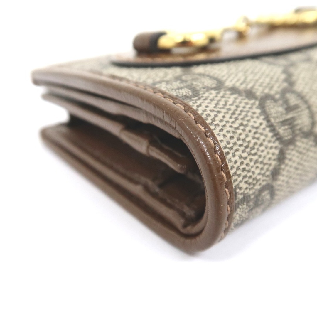 Gucci(グッチ)のグッチ 二つ折り財布 ホースビット 621887 GGスプリーム レザー ベージュ×ブラウン GUCCI IT320561 中古 レディースのファッション小物(財布)の商品写真