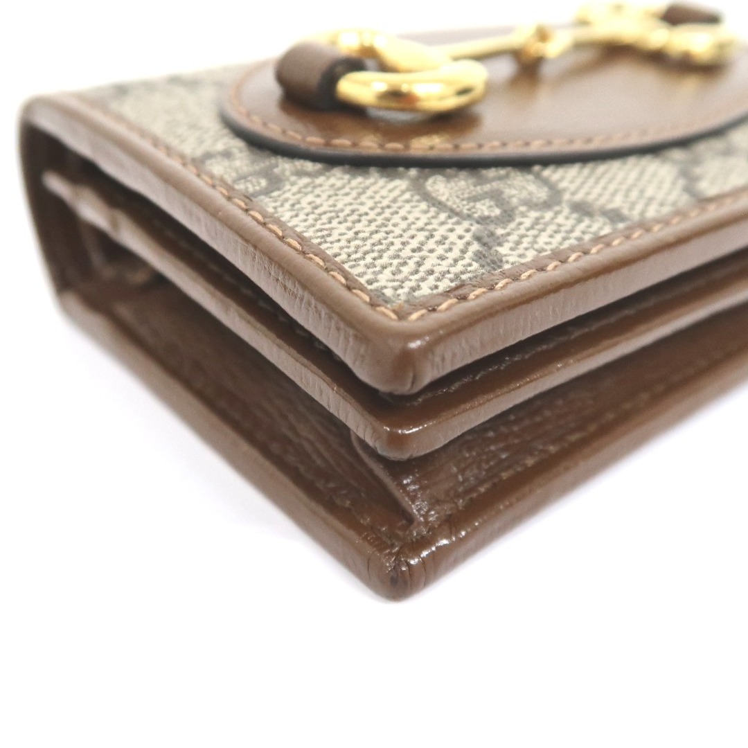 Gucci(グッチ)のグッチ 二つ折り財布 ホースビット 621887 GGスプリーム レザー ベージュ×ブラウン GUCCI IT320561 中古 レディースのファッション小物(財布)の商品写真