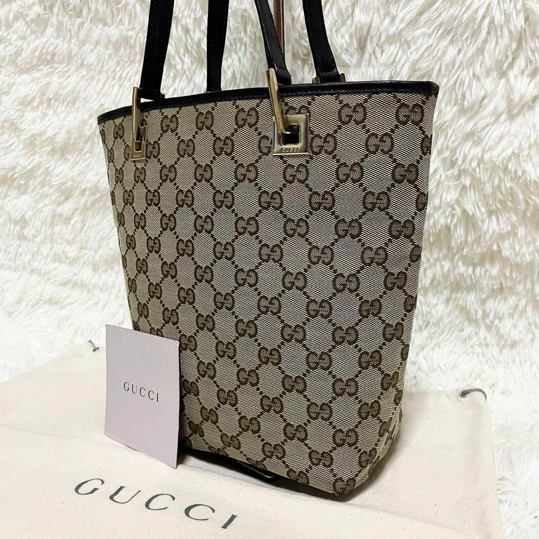 Gucci(グッチ)のGUCCI グッチ　トートバッグ　GG柄　キャンバス　レザー　ゴールド金具 レディースのバッグ(トートバッグ)の商品写真