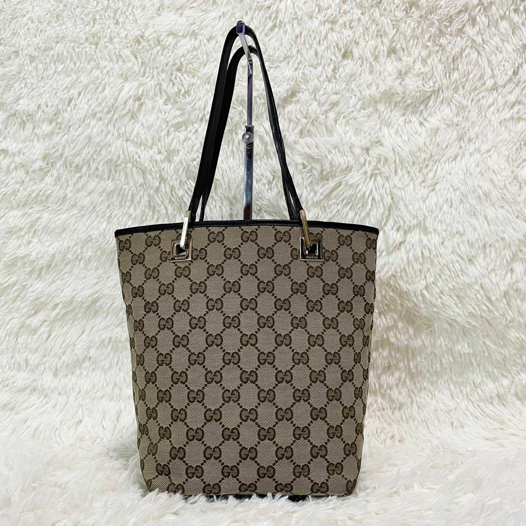 Gucci(グッチ)のGUCCI グッチ　トートバッグ　GG柄　キャンバス　レザー　ゴールド金具 レディースのバッグ(トートバッグ)の商品写真