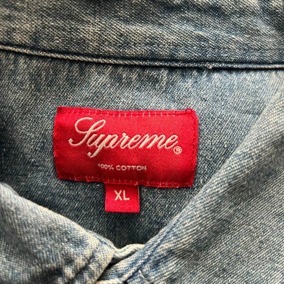 Supreme(シュプリーム)の【入手困難!!】シュプリーム ✈︎刺繍 デニムシャツ 半袖シャツ ゆるだぼ メンズのトップス(Tシャツ/カットソー(半袖/袖なし))の商品写真