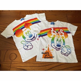 ディズニー(Disney)の兄妹おそろい　ミッキー&ミニー　レインボー半袖Tシャツ　2点セット(Tシャツ/カットソー)