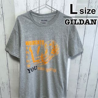 ギルタン(GILDAN)のUSA古着　GILDAN　Tシャツ　L　グレー　プリント　ロゴ　Wildcats(Tシャツ/カットソー(半袖/袖なし))