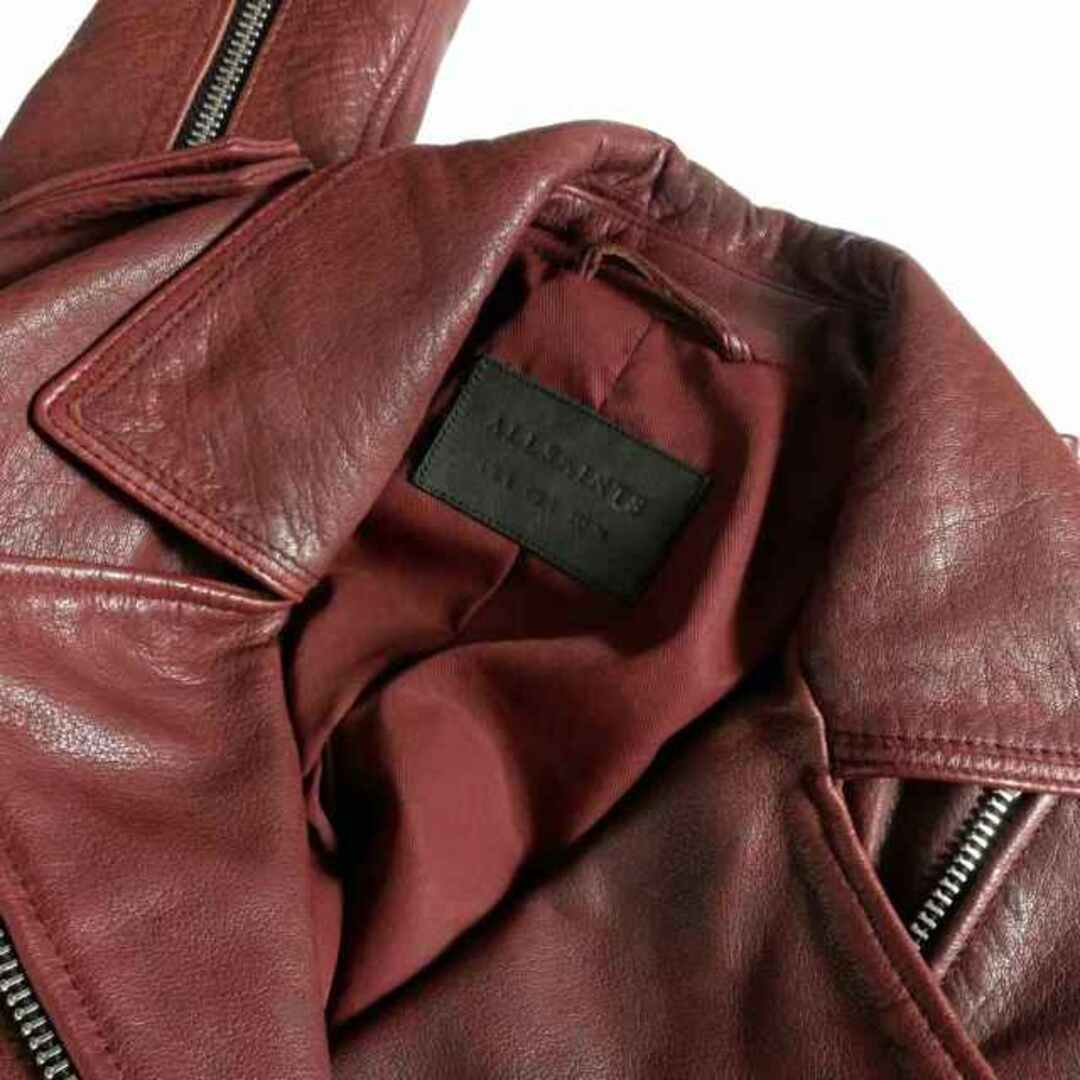 ALLSAINTS HADI BIKER バッファローレザーライダース 4 赤 メンズのジャケット/アウター(ライダースジャケット)の商品写真