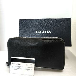 プラダ(PRADA)のPRADA プラダ 長財布 ラウンドファスナー サフィアーノ ブラック 型押し(長財布)