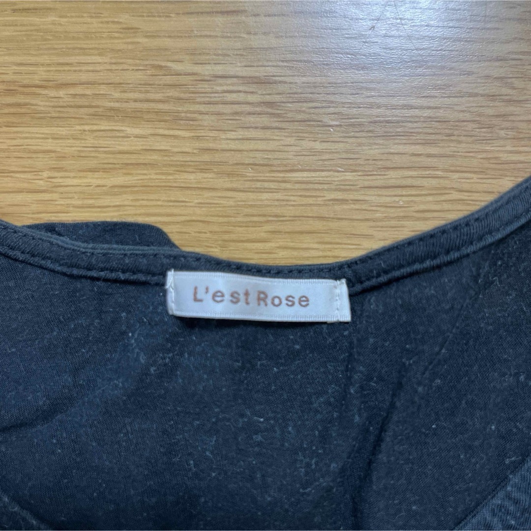 L'EST ROSE(レストローズ)のレストローズ 半袖 Tシャツ 黒 ブラック M レディースのトップス(Tシャツ(半袖/袖なし))の商品写真