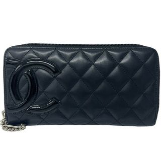 シャネル(CHANEL)のCHANEL シャネル ラウンドファスナー 長財布 A50078 カンボンライン ラムスキン ココマーク ブラック 一式付属 2012年製 【中古品】 42404K169(財布)