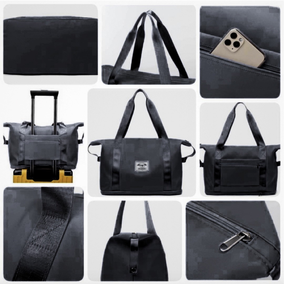 ボストンバッグ　トラベルバッグ　修学旅行　大容量　軽量　キャリーオン　拡張　黒 レディースのバッグ(ボストンバッグ)の商品写真