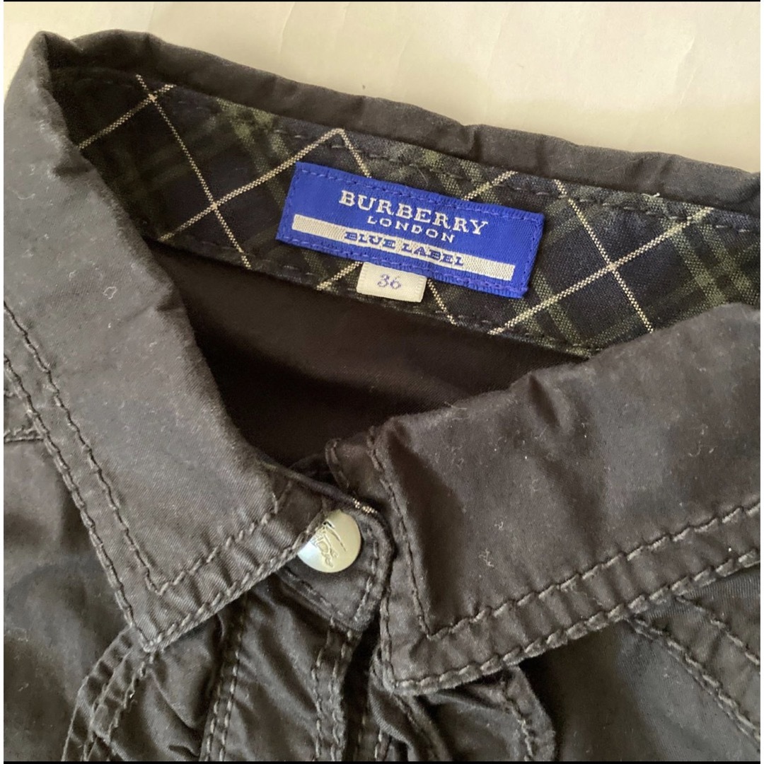 BURBERRY BLUE LABEL(バーバリーブルーレーベル)の【USED】バーバリーブルーレーベル シャツ ワンピース 黒 チュニック フリル レディースのワンピース(その他)の商品写真