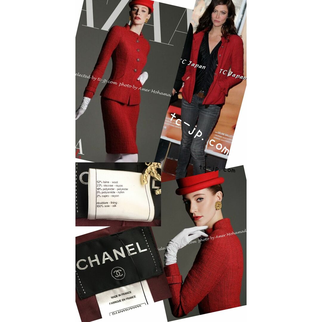 CHANEL(シャネル)のシャネル ジャケット CHANEL バーガンディー ワイン レッド グリポア 宝石 ボタン 新品同様 36 レディースのジャケット/アウター(テーラードジャケット)の商品写真