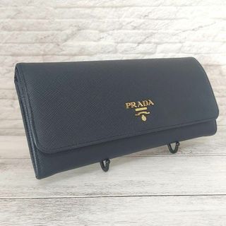 【極美品】PRADA プラダ サフィアーノ 長財布 ネイビー 紺 レディース