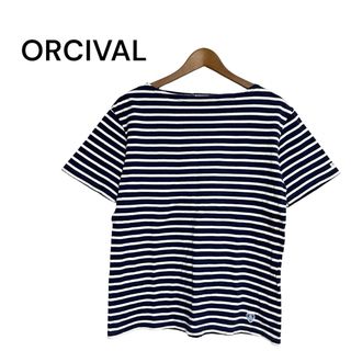 ORCIVAL オーシバル ボートネック ボーダー Tシャツ ホワイト×ネイビー