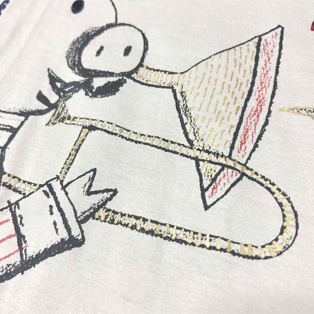 ALBEROBELLO(アルベロベロ)の【希少】アルベロベロ　Tシャツ　鼓笛隊　ビジュー　ぶたさん　ネイビー　ワンピース レディースのトップス(Tシャツ(半袖/袖なし))の商品写真
