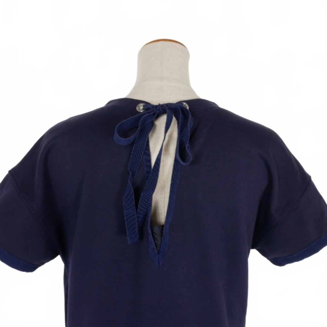 MONCLER(モンクレール)のモンクレール MONCLER 半袖ワンピース 裾フリル ひざ丈 S 紺 ネイビー レディースのワンピース(ひざ丈ワンピース)の商品写真