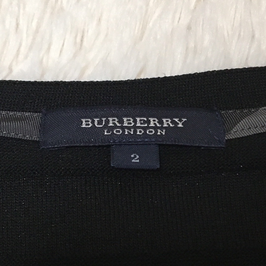 BURBERRY(バーバリー)のバーバリーロンドン　カーディガン　シルク混　黒 レディースのトップス(カーディガン)の商品写真