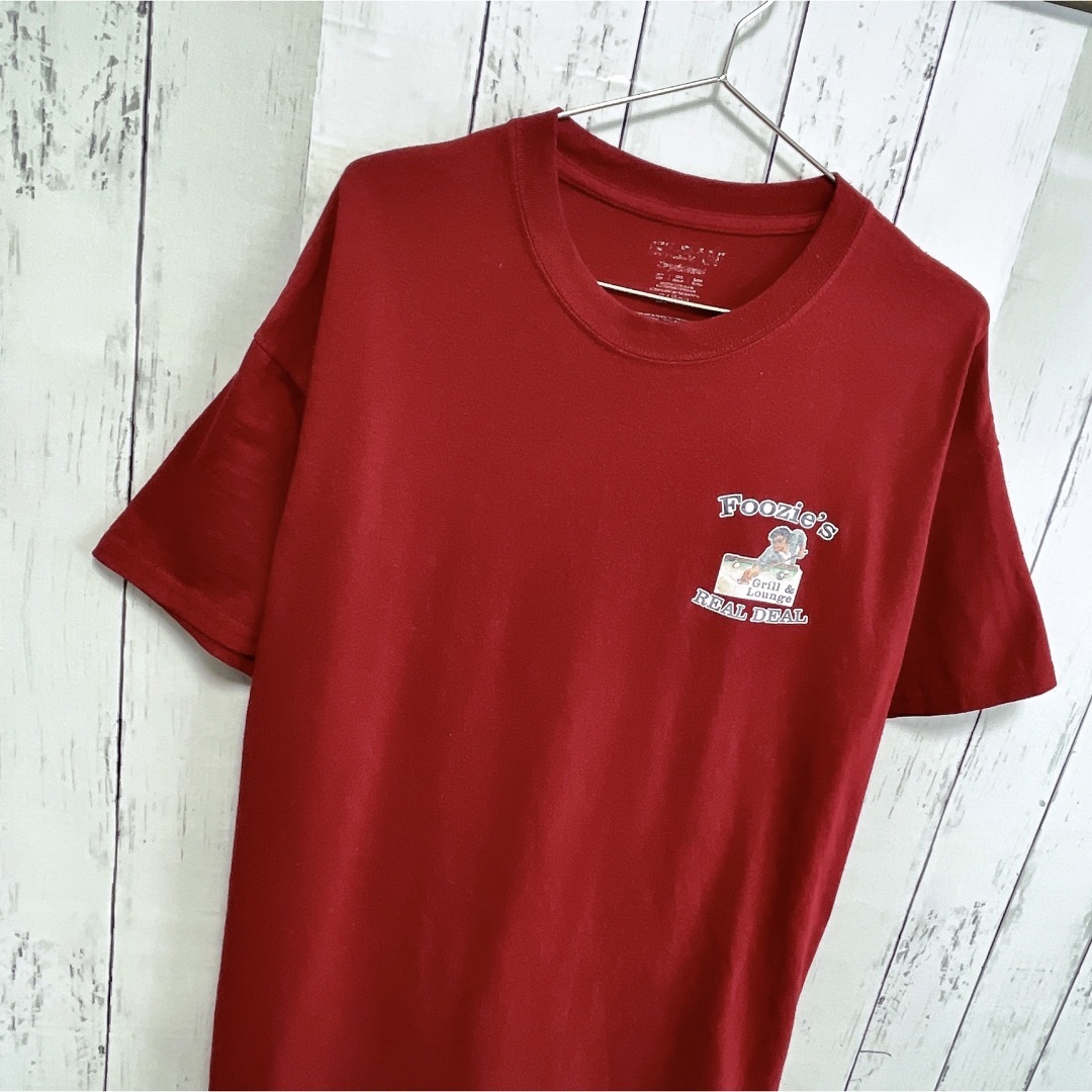 GILDAN(ギルタン)のUSA古着　GILDAN　Tシャツ　L　ワインレッド　ボルドー　赤　プリント メンズのトップス(Tシャツ/カットソー(半袖/袖なし))の商品写真