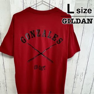 ギルタン(GILDAN)のUSA古着　GILDAN　Tシャツ　L　ワインレッド　ボルドー　赤　プリント(Tシャツ/カットソー(半袖/袖なし))