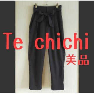 テチチ(Techichi)の美品 Te chichi テチチ ウエストリボン タックパンツ 黒(カジュアルパンツ)